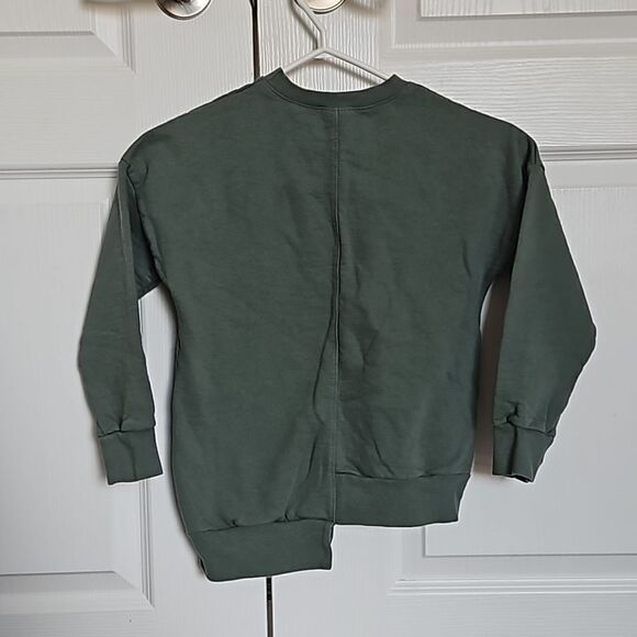 Spark Girl's Asymmetric Hem Long Sleeves Sweater Green/ Pink Size 8 - Picture 3 of 16
